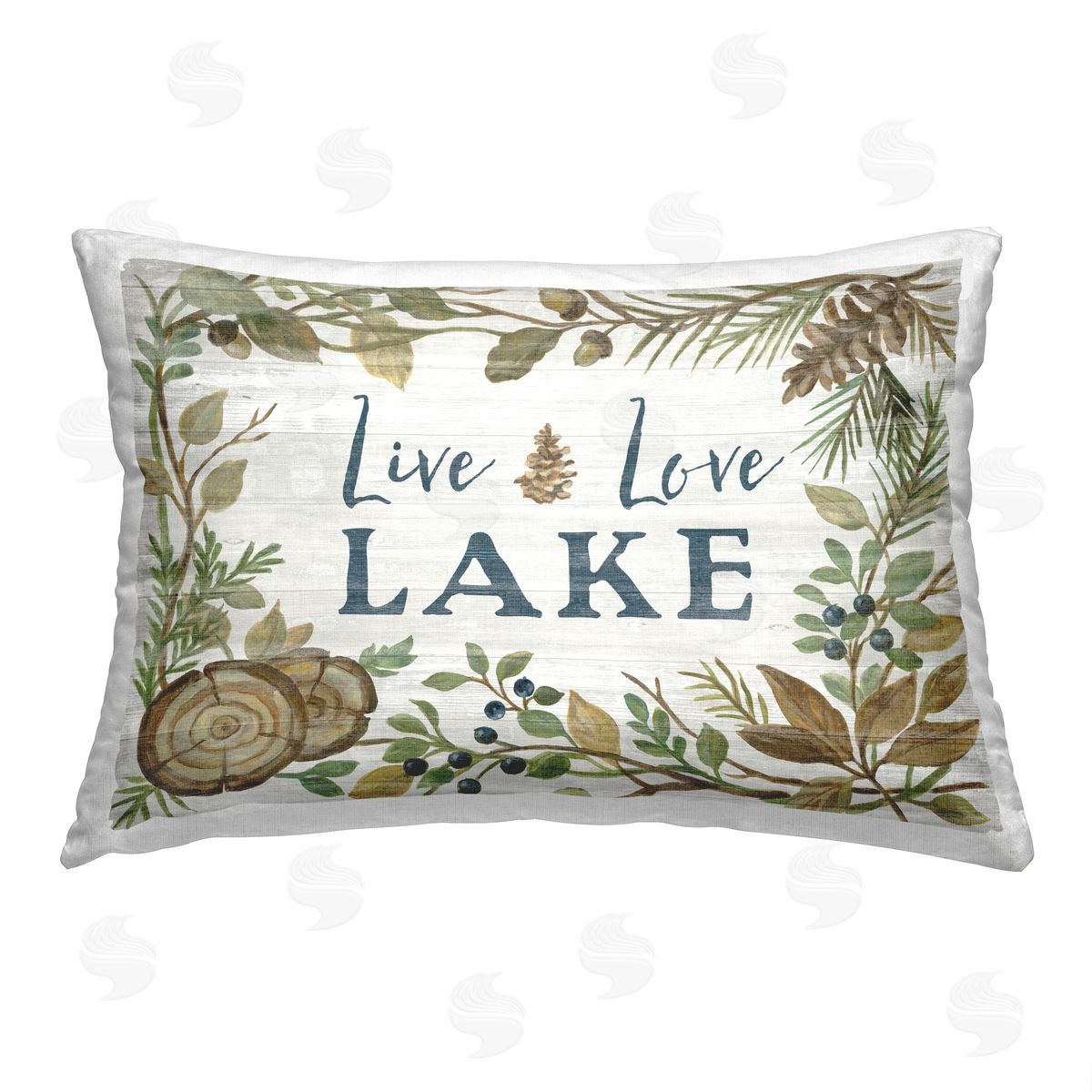 Silvia Vassileva Live Love Lake Phrase Printed Plush Polyester Throw Pillow