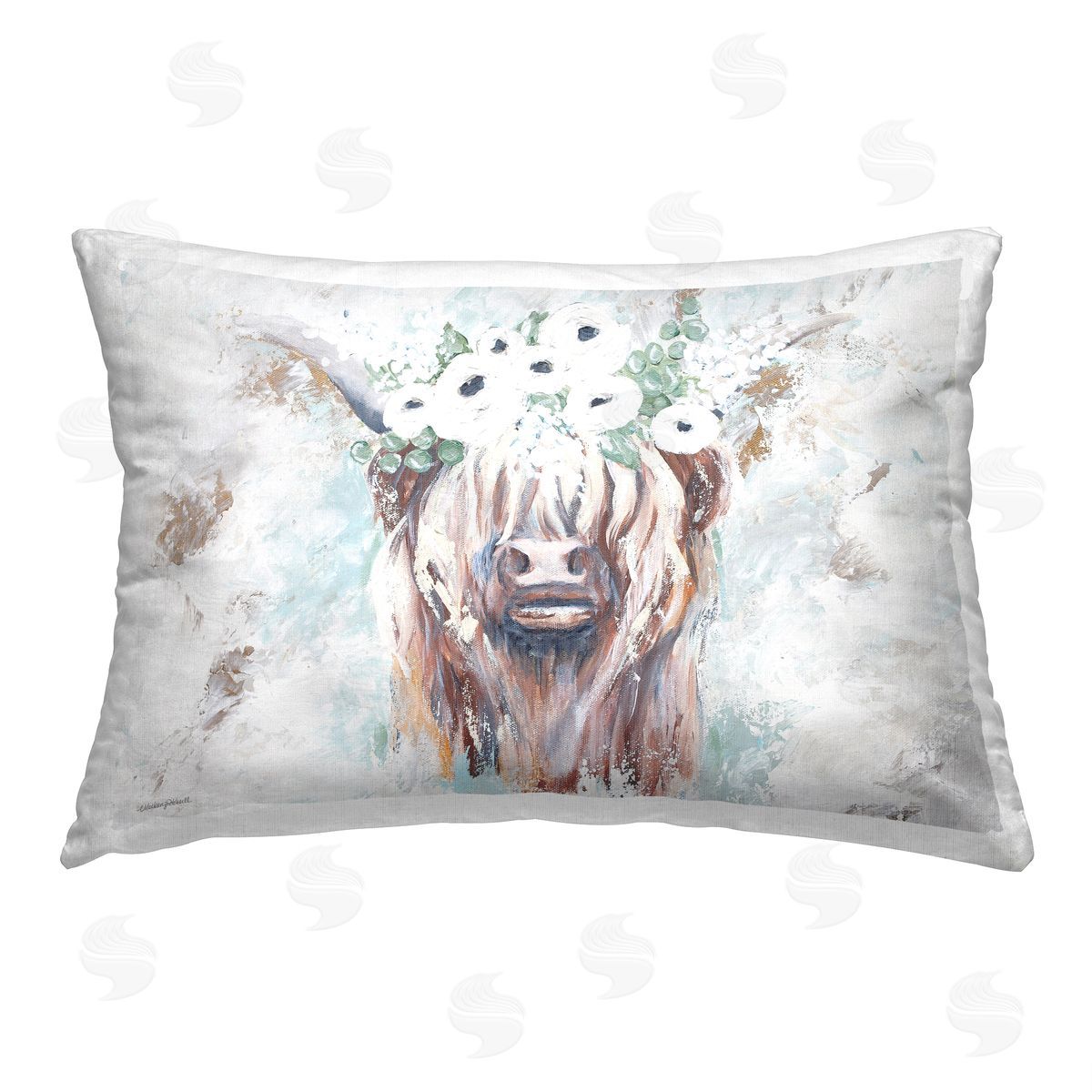 Mackenzie Kissell Abstract Floral Cow Printed Plush Polyester Throw Pillow