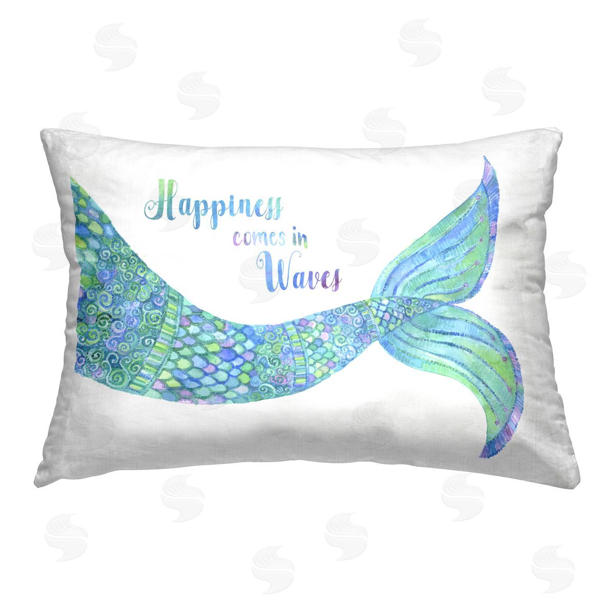 Jackie Decker Mermaid Happiness Phrase Printed Plush Polyester Throw Pillow