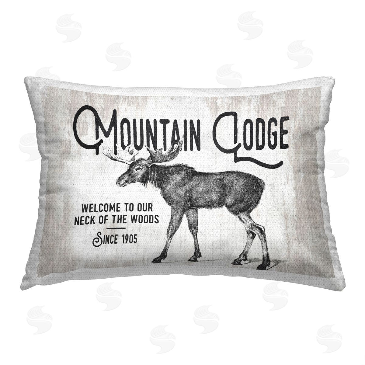 Lettered and Lined Mountain Lodge Moose Outdoor Quick-Dry Polyester Printed Throw Pillow