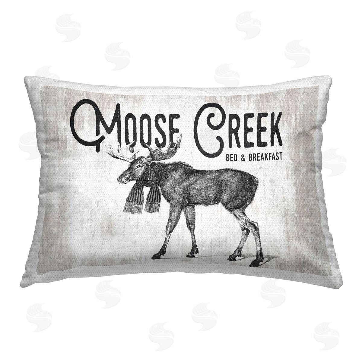Lettered and Lined Rustic Moose Creek Outdoor Quick-Dry Polyester Printed Throw Pillow