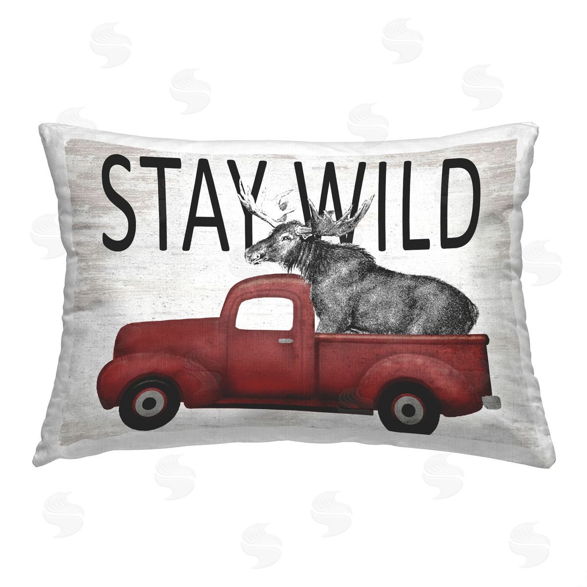 Lettered and Lined Stay Wild Moose Printed Plush Polyester Throw Pillow
