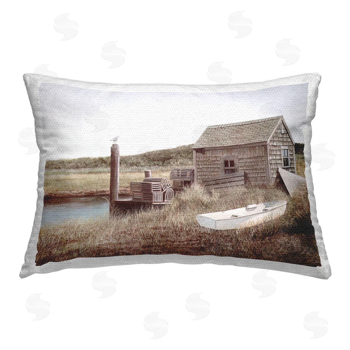 Tom Mielko Lake Cabin Shore Outdoor Quick-Dry Polyester Printed Throw Pillow