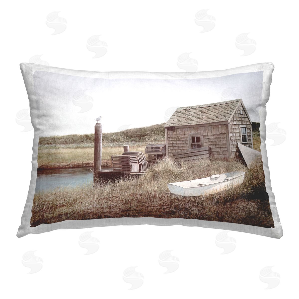 Tom Mielko Lake Cabin Shore Printed Plush Polyester Throw Pillow
