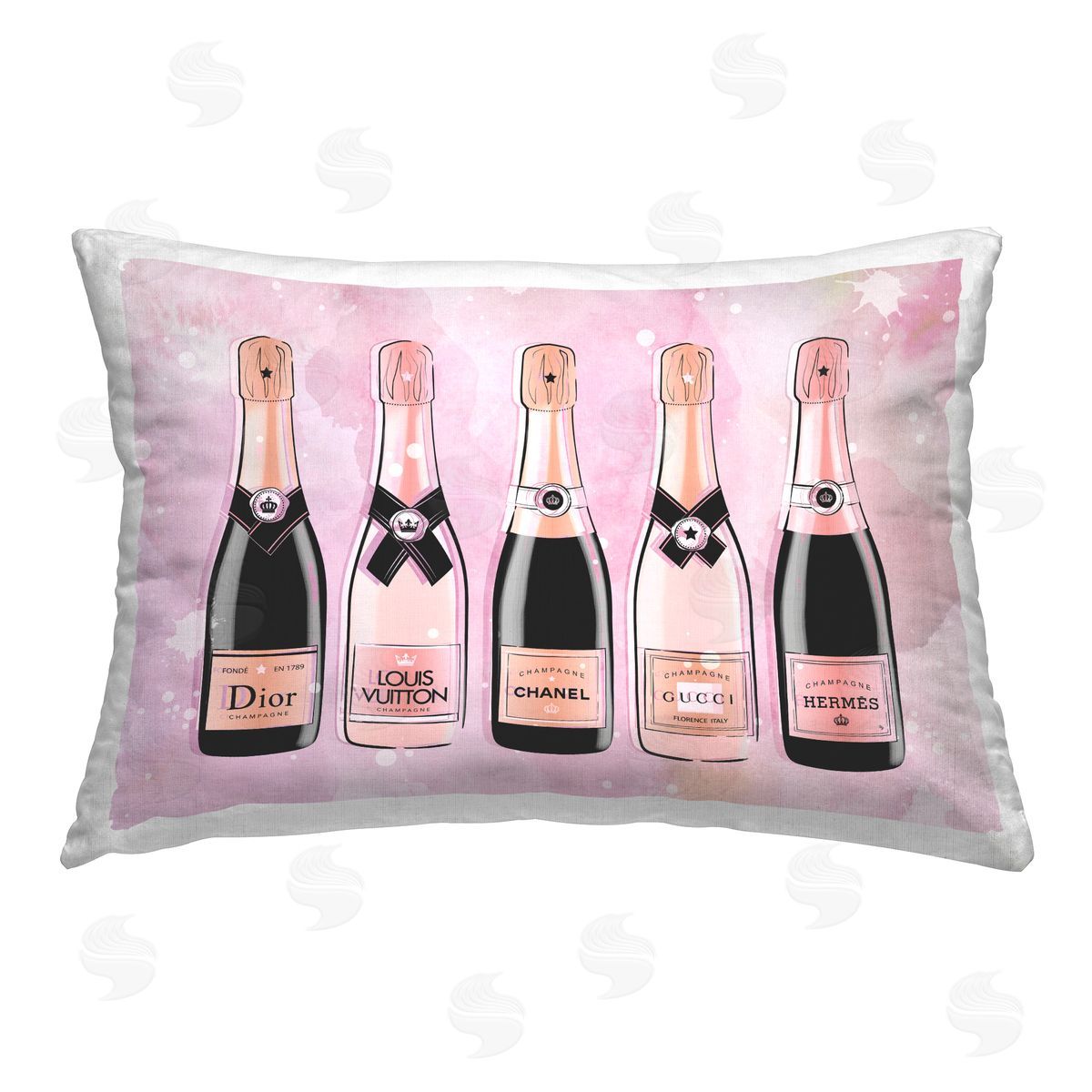 Martina Pavlova Glam Pink Champagne Printed Plush Polyester Throw Pillow