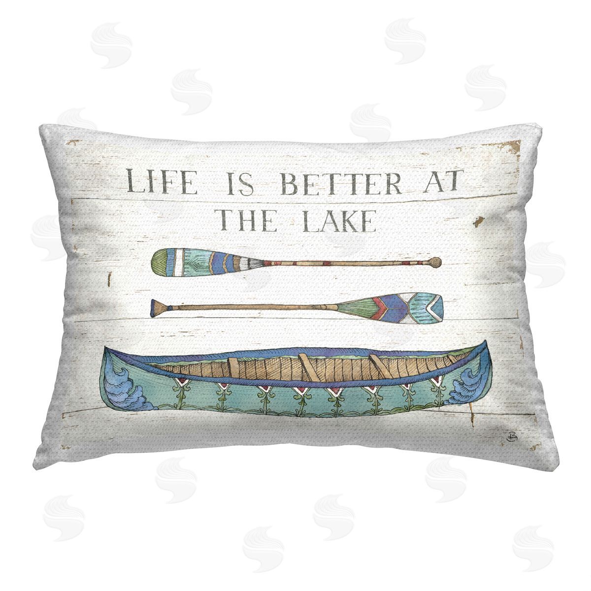 Daphne Brissonnet Rustic Lake Canoe Outdoor Quick-Dry Polyester Printed Throw Pillow