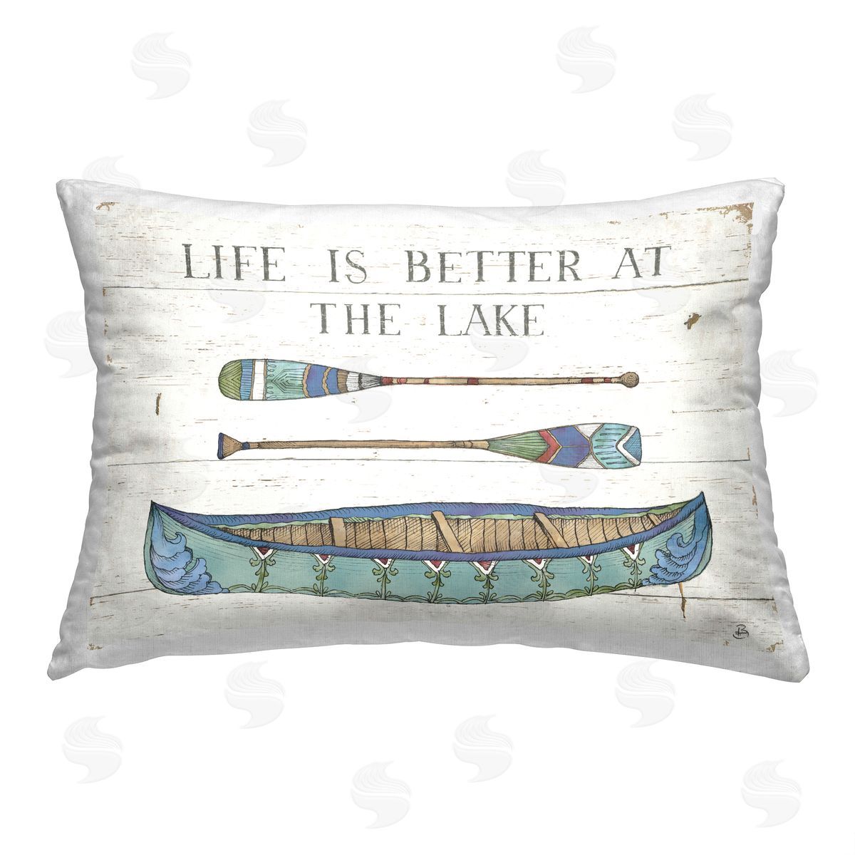 Daphne Brissonnet Rustic Lake Canoe Printed Plush Polyester Throw Pillow