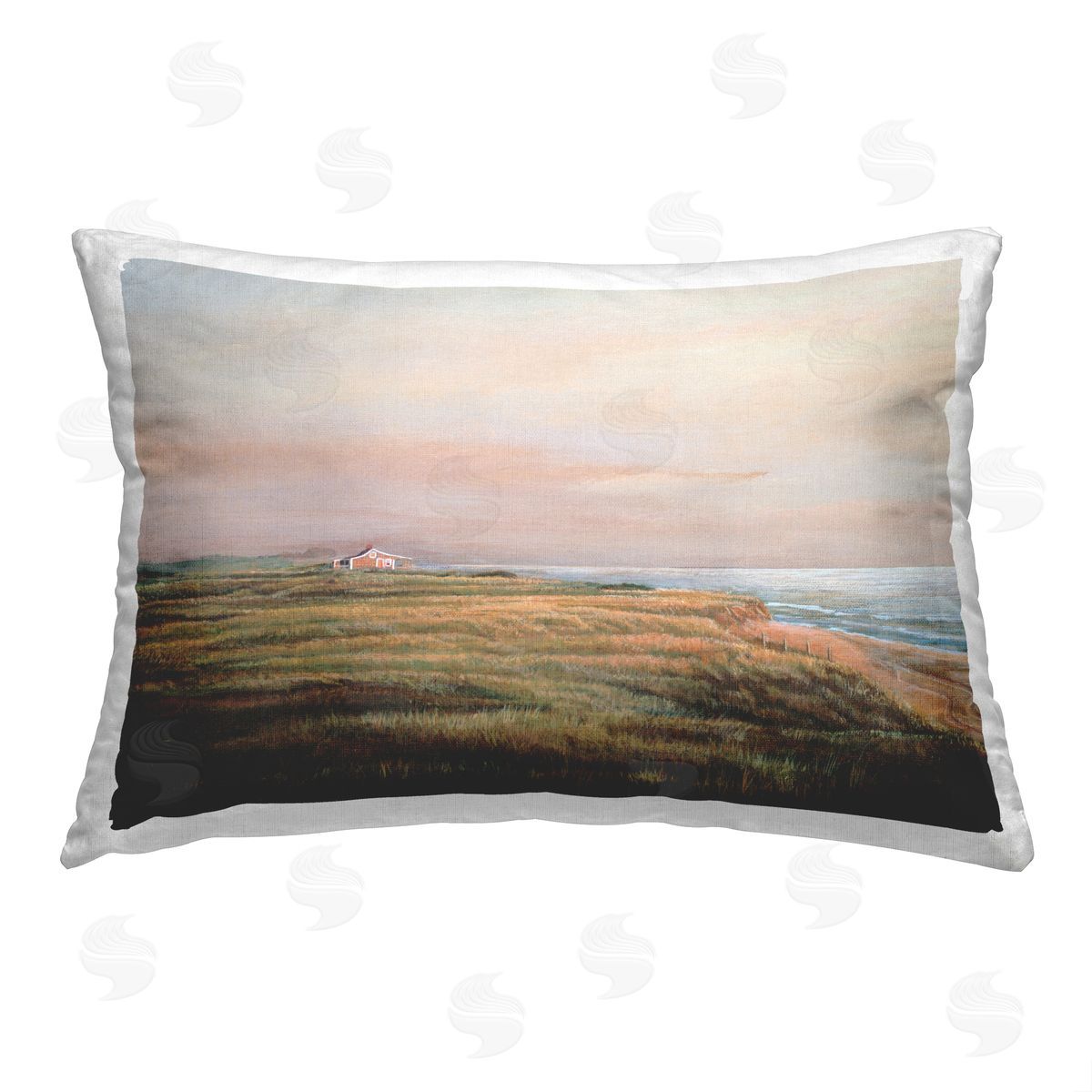 Tom Mielko Coastal Cottage Landscape Printed Plush Polyester Throw Pillow