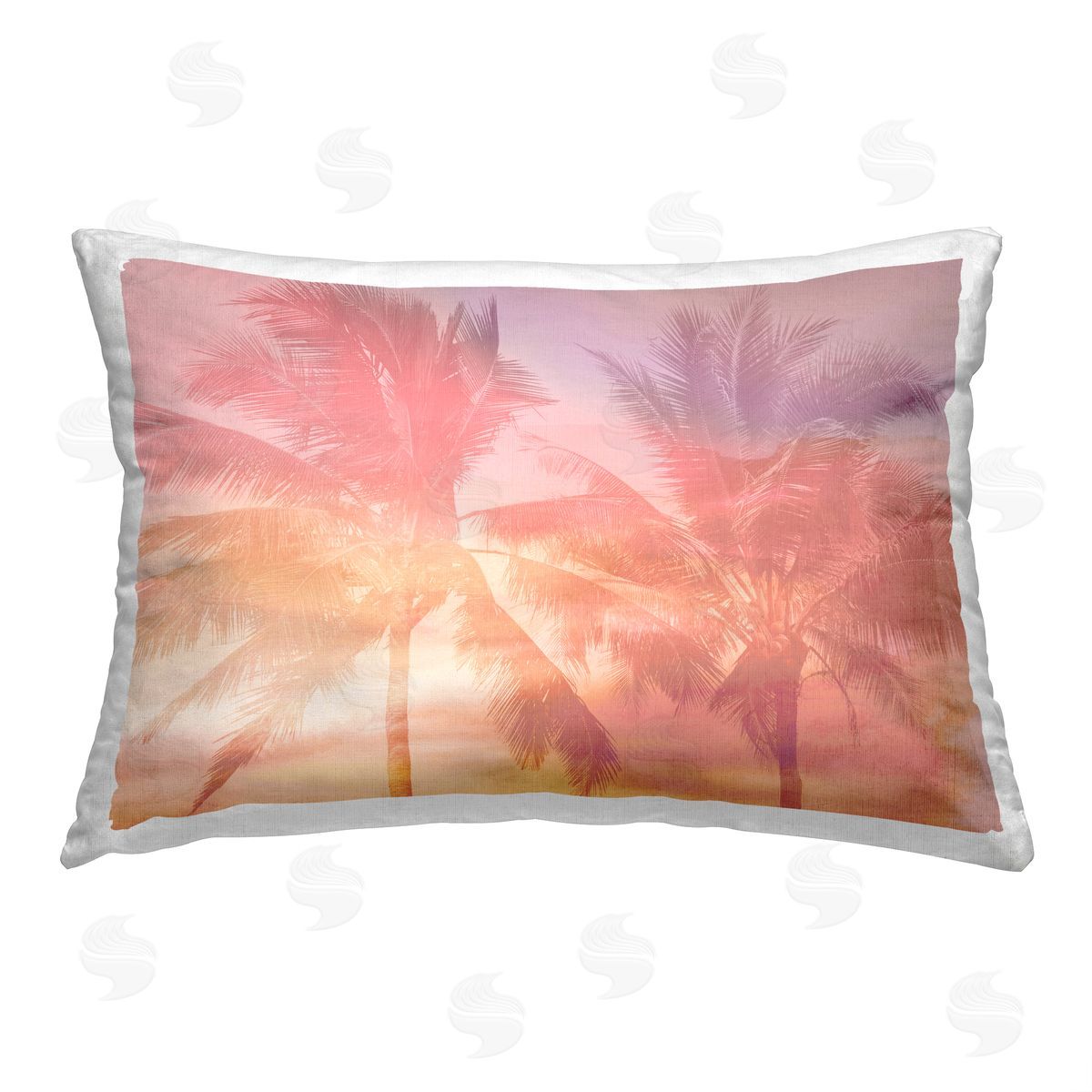 Mia Jensen Tropical Palms Sunrise Printed Plush Polyester Throw Pillow