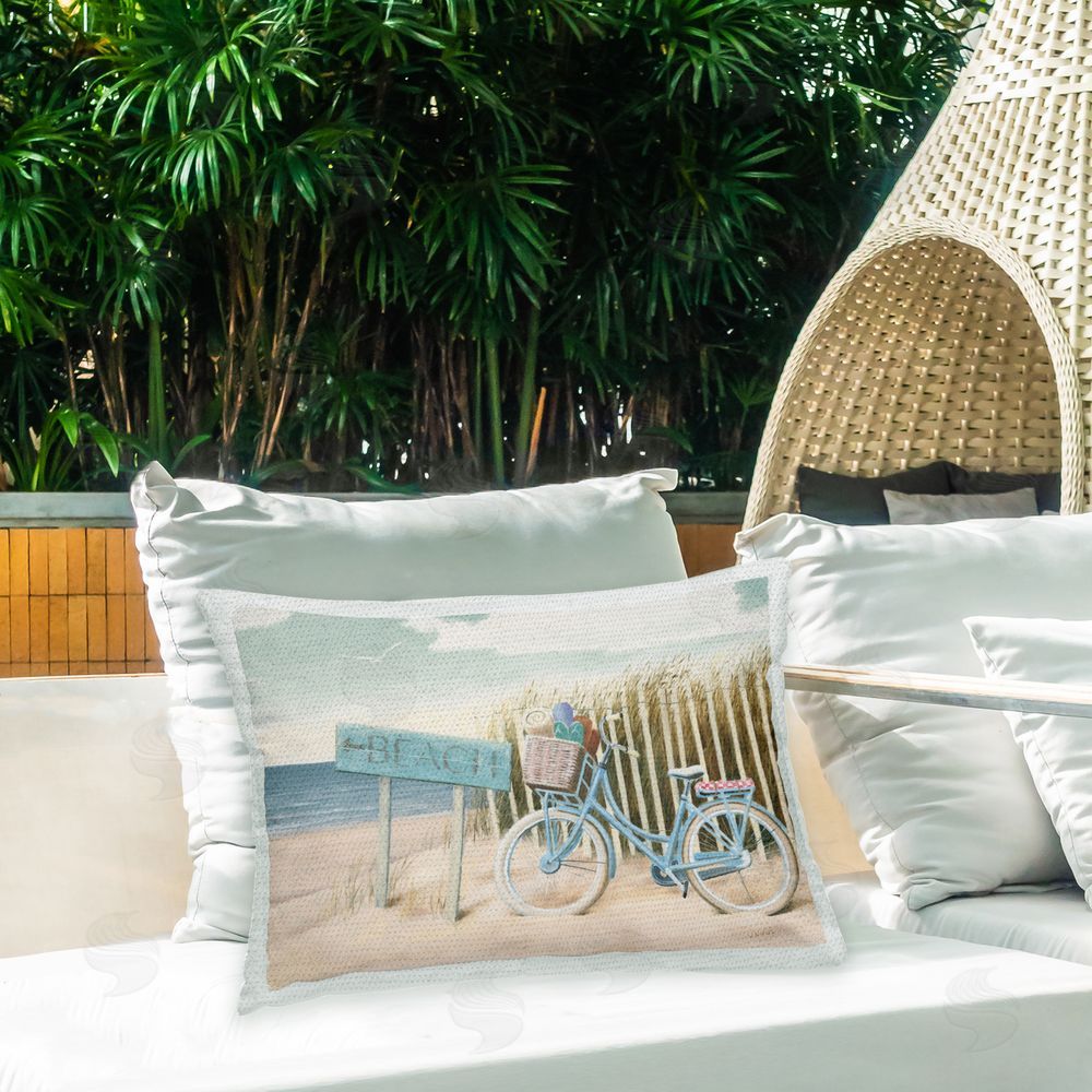 James Wiens Beach Shore & Bike Outdoor Quick-Dry Polyester Printed Throw Pillow in Back Yard