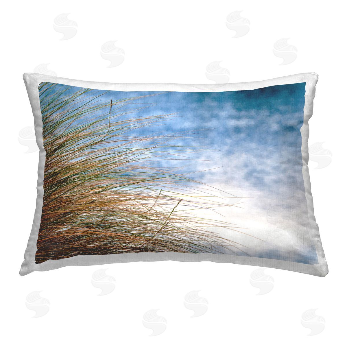 Mary Lou Johnson Beach Grass Scene Printed Plush Polyester Throw Pillow