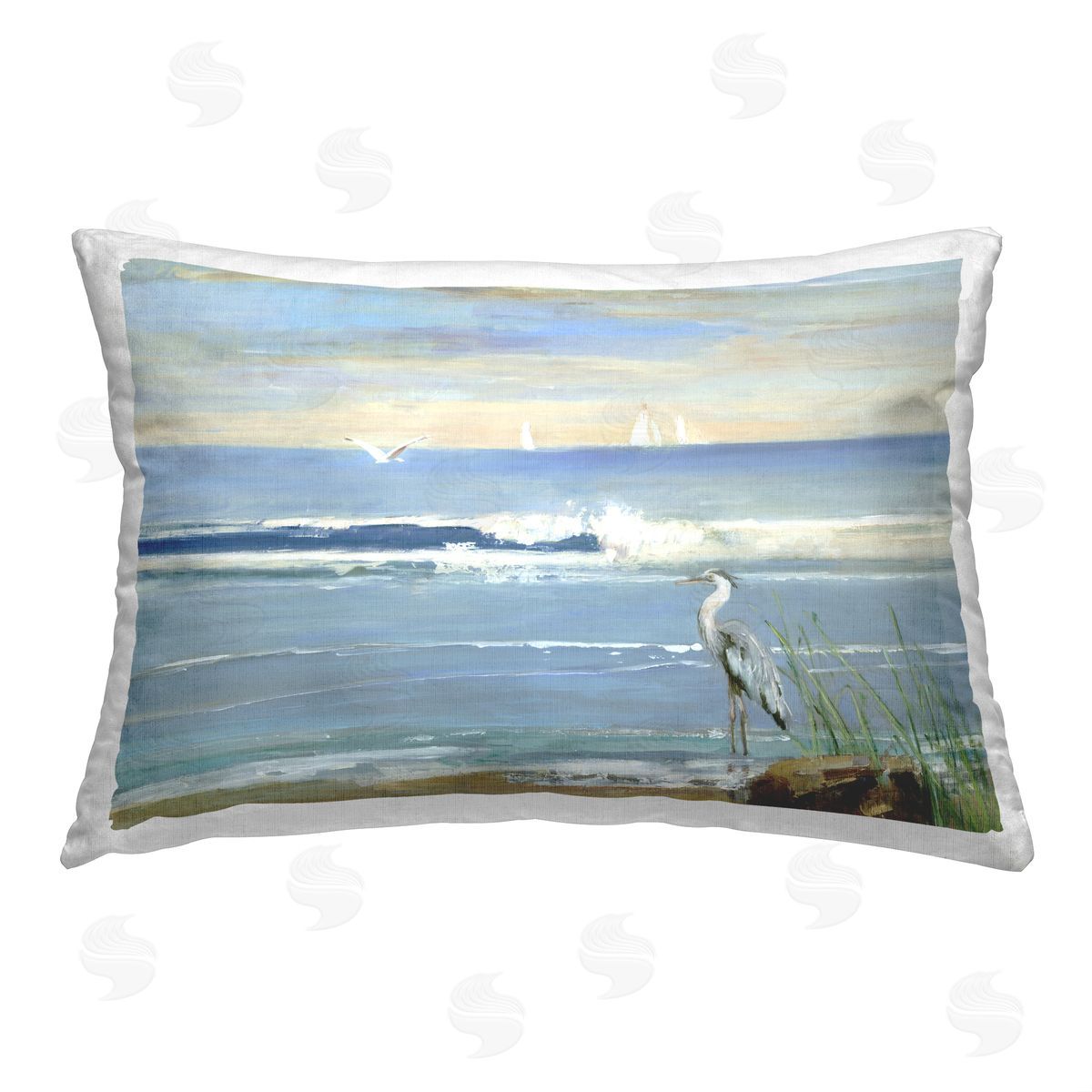 Sally Swatland Beach Birds on Shore Printed Plush Polyester Throw Pillow