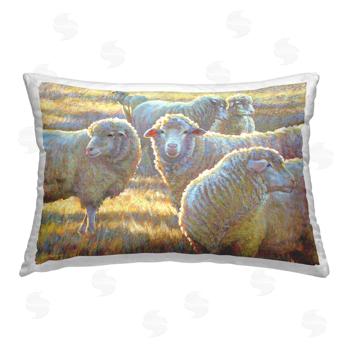 Rita Kirkman Sheep in Pasture Printed Plush Polyester Throw Pillow