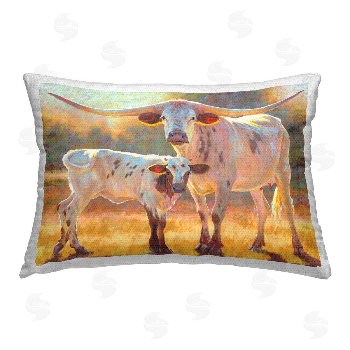 Rita Kirkman Longhorn & Calf Outdoor Quick-Dry Polyester Printed Throw Pillow