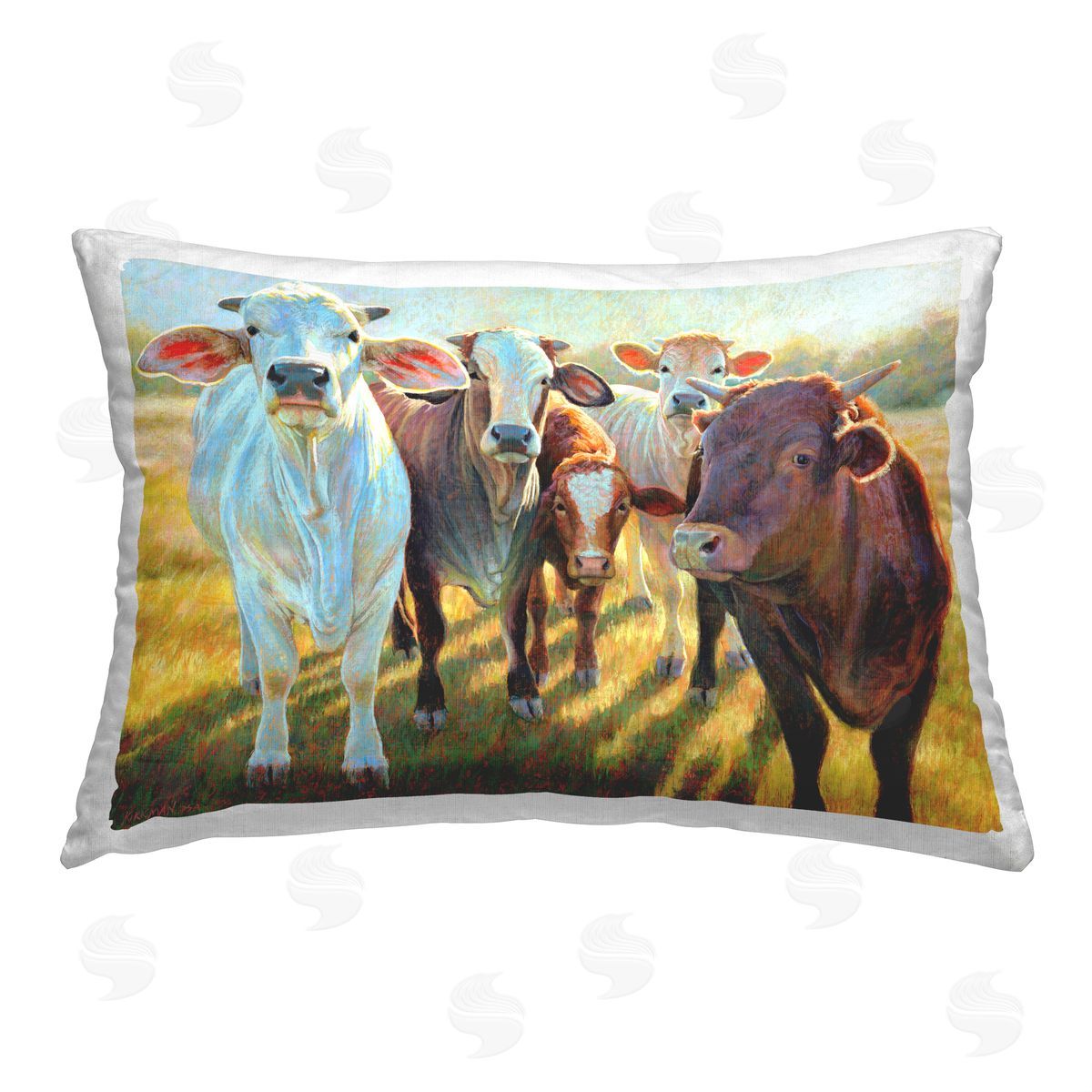 Rita Kirkman Cows in Pasture Printed Plush Polyester Throw Pillow