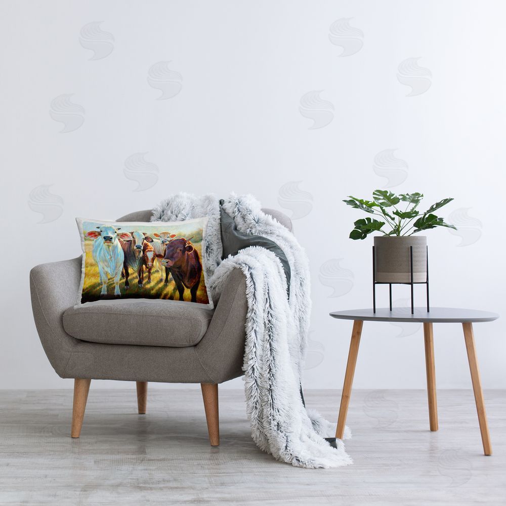 Rita Kirkman Cows in Pasture Printed Plush Polyester Throw Pillow On Chair