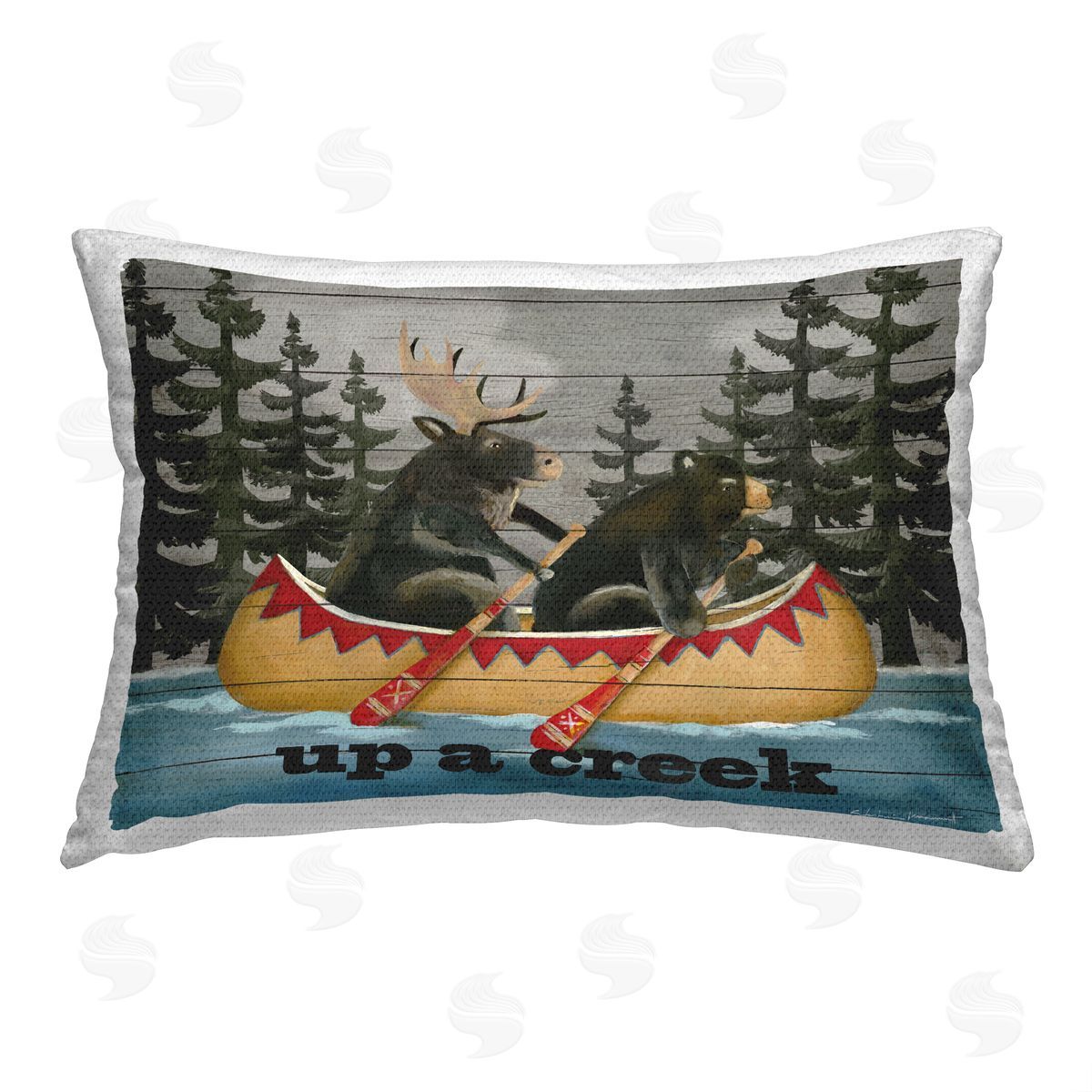 Stephanie Workman Marrott Up A Creek Animals Outdoor Quick-Dry Polyester Printed Throw Pillow