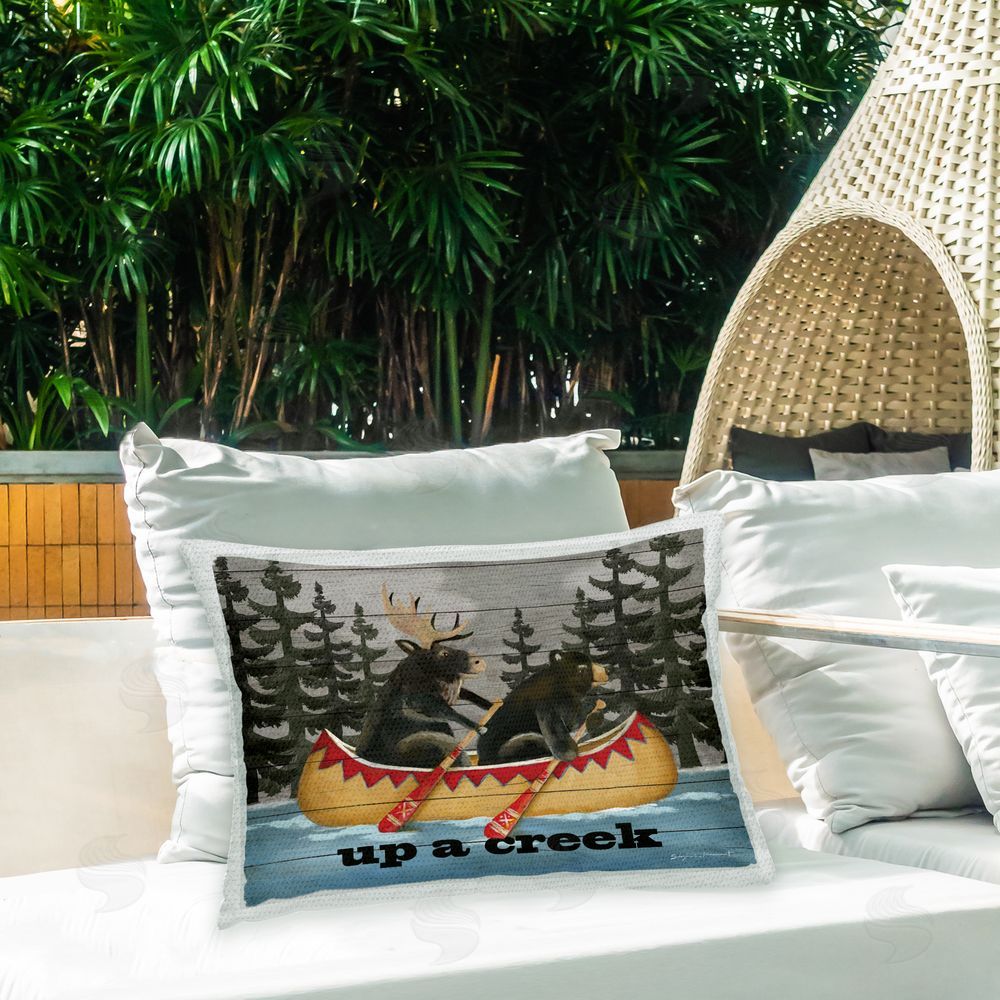 Stephanie Workman Marrott Up A Creek Animals Outdoor Quick-Dry Polyester Printed Throw Pillow in Back Yard
