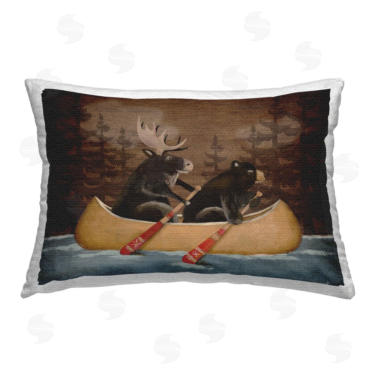 Stephanie Workman Marrott Rustic Animals Canoe Outdoor Quick-Dry Polyester Printed Throw Pillow