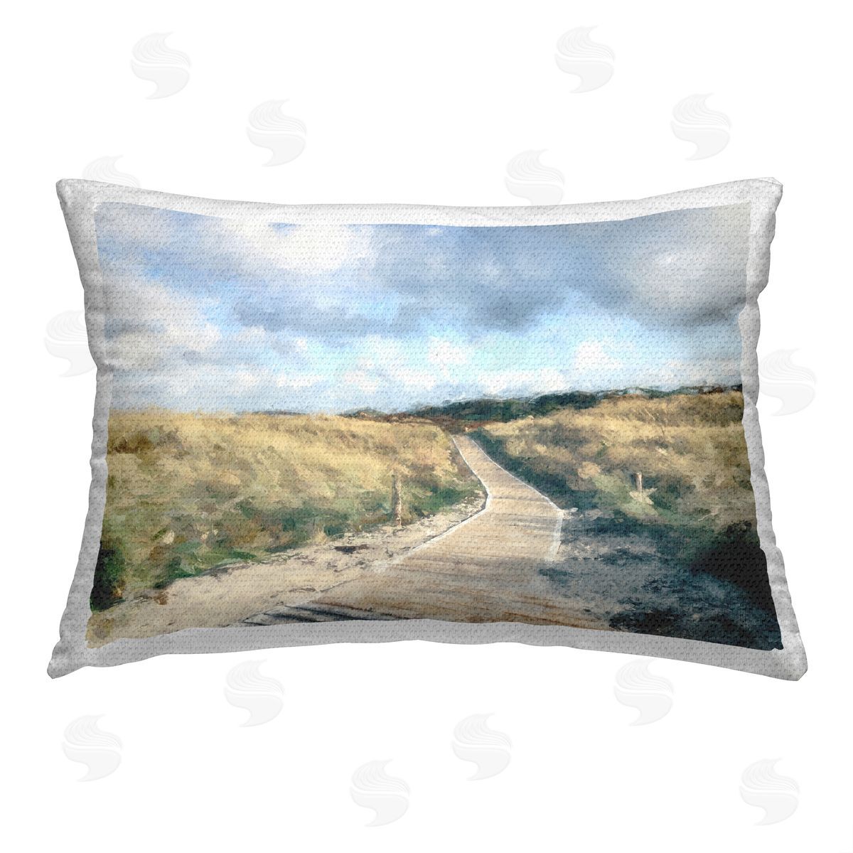 Kim Curinga Coastal Boardwalk Scenery Outdoor Quick-Dry Polyester Printed Throw Pillow
