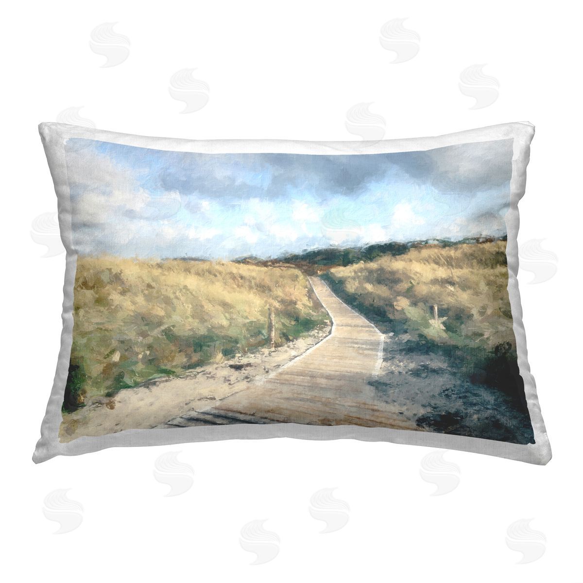 Kim Curinga Coastal Boardwalk Scenery Printed Plush Polyester Throw Pillow