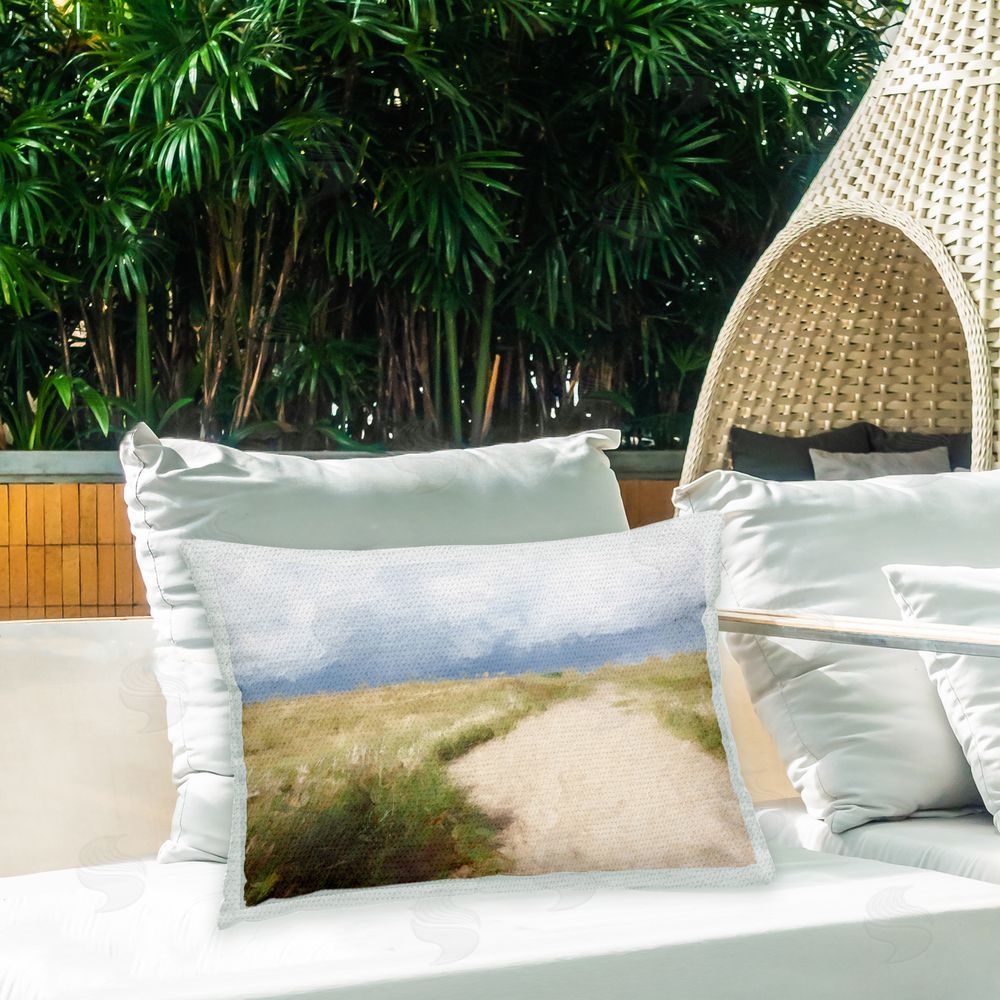 Kim Curinga Seaside Beach Path Outdoor Quick-Dry Polyester Printed Throw Pillow in Back Yard