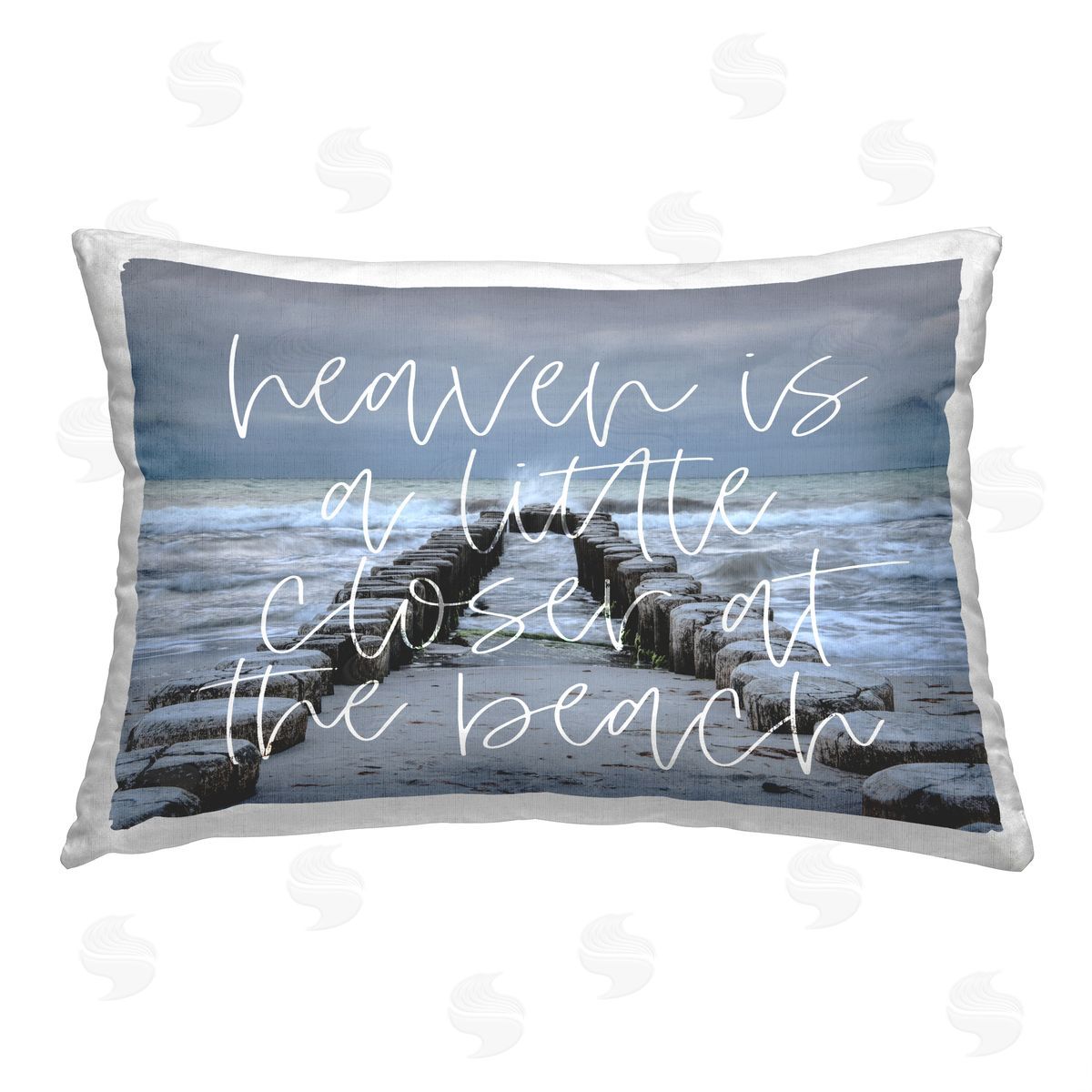 Stupell Studio Heaven at Beach Phrase Printed Plush Polyester Throw Pillow