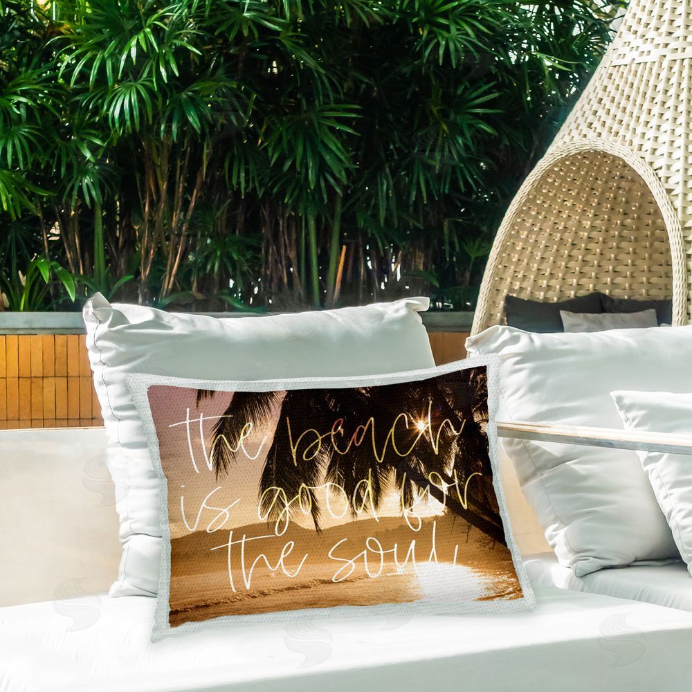 Stupell Studio Beach Good for Soul Outdoor Quick-Dry Polyester Printed Throw Pillow in Back Yard