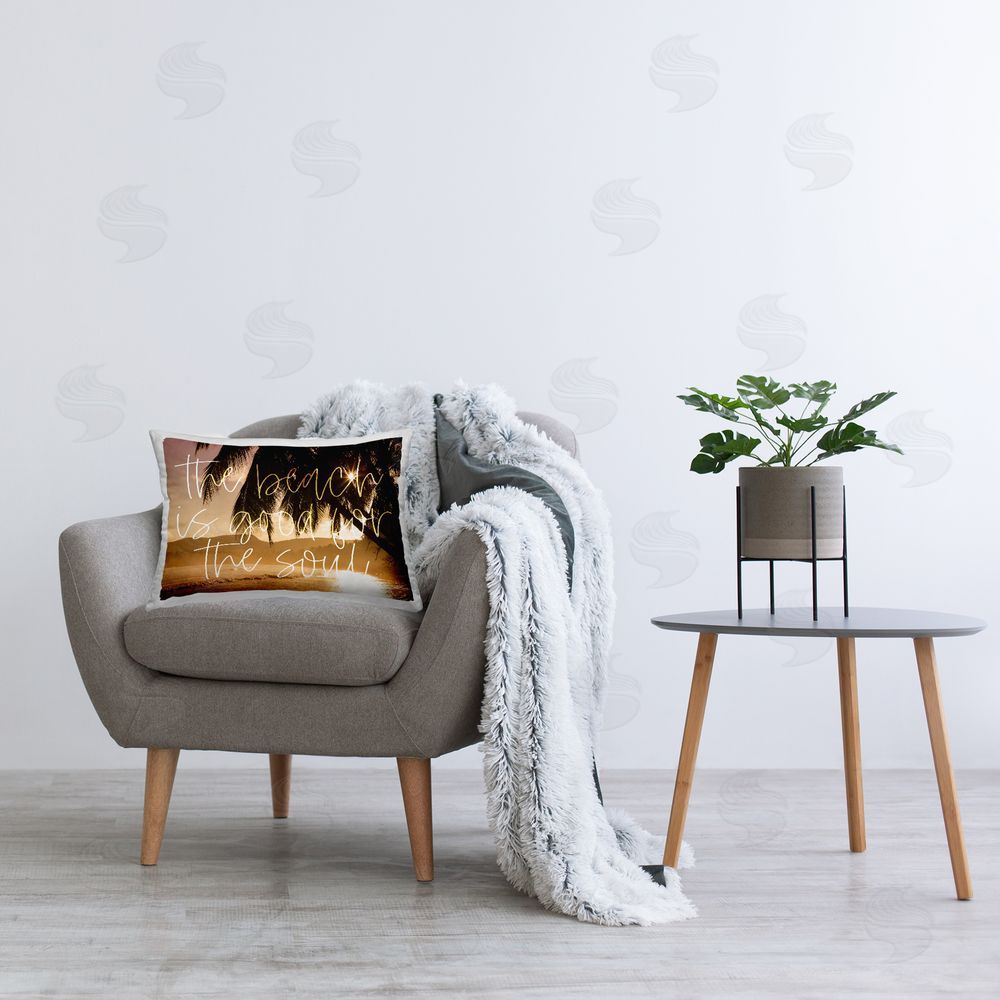 Stupell Studio Beach Good for Soul Printed Plush Polyester Throw Pillow On Chair