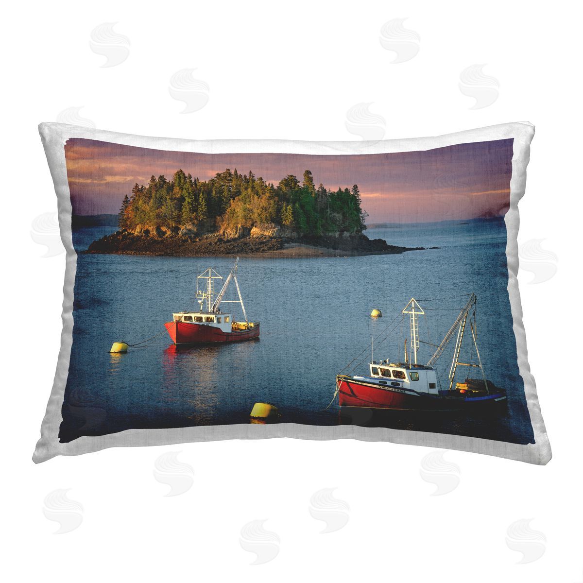 Rick Berk Nautical Boats & Island Printed Plush Polyester Throw Pillow