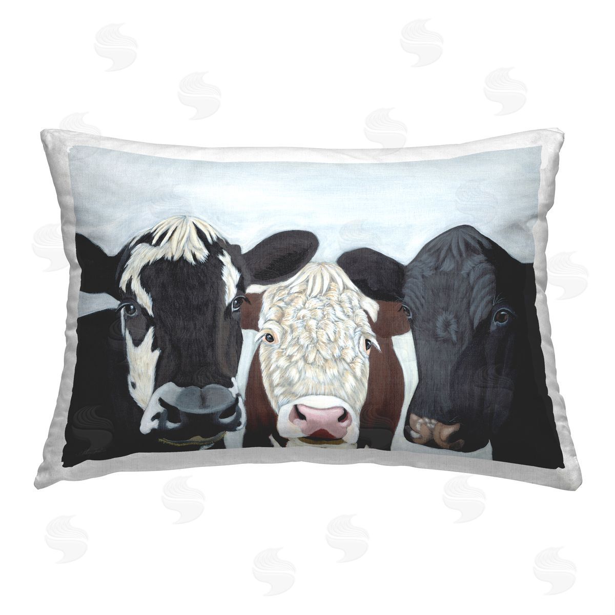 Ashley Justice Three Farmhouse Cows Printed Plush Polyester Throw Pillow
