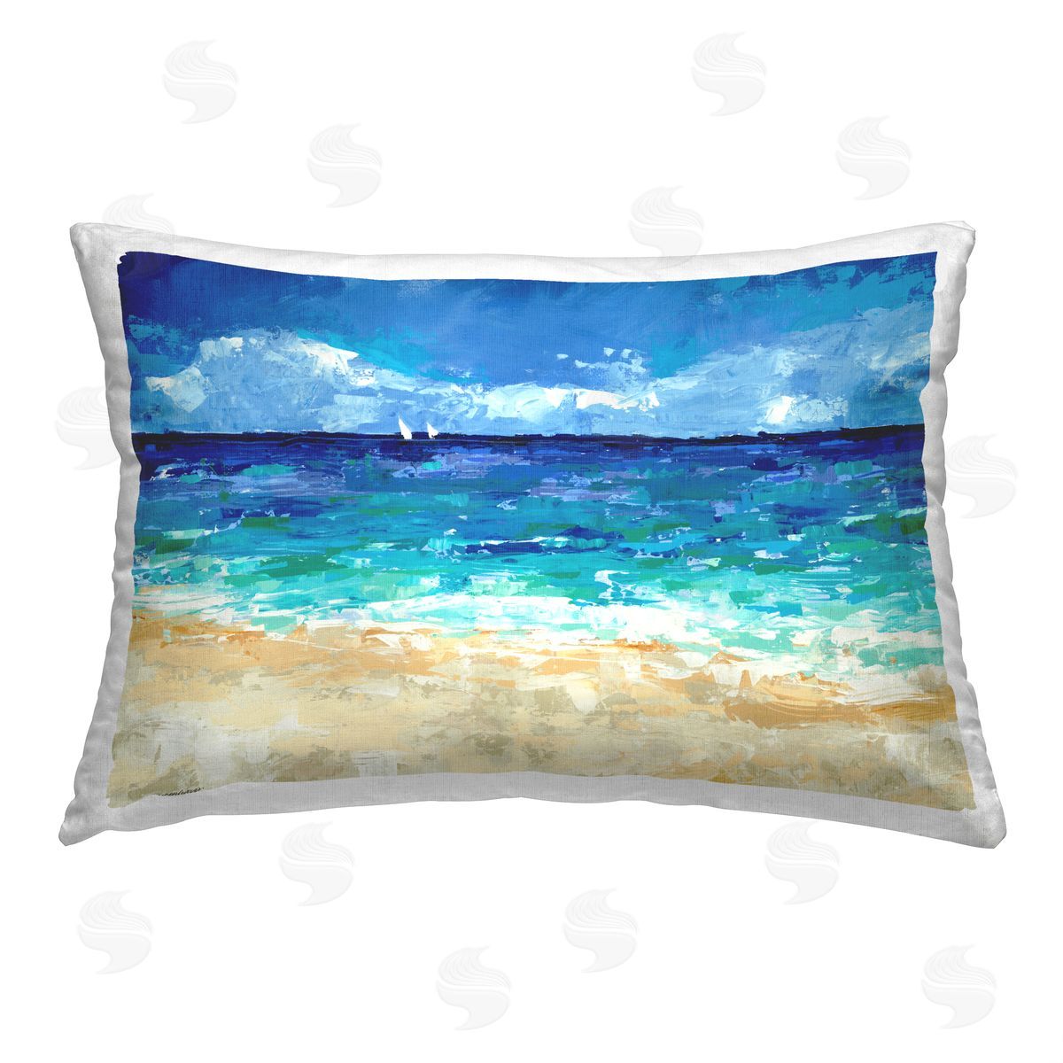Trevor Copenhaver Abstract Shore Scenery Printed Plush Polyester Throw Pillow