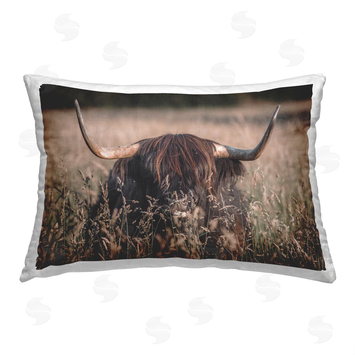 Stupell Studio Brown Highland Cattle Printed Plush Polyester Throw Pillow
