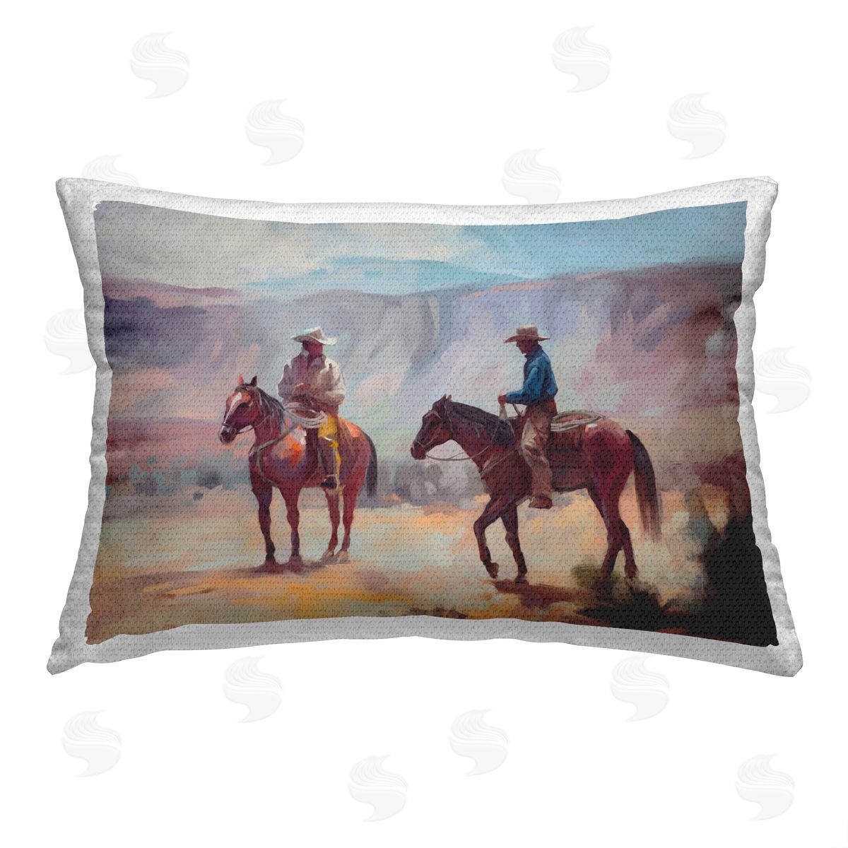 Ziwei Li Desert Cowboys Scene Outdoor Quick-Dry Polyester Printed Throw Pillow