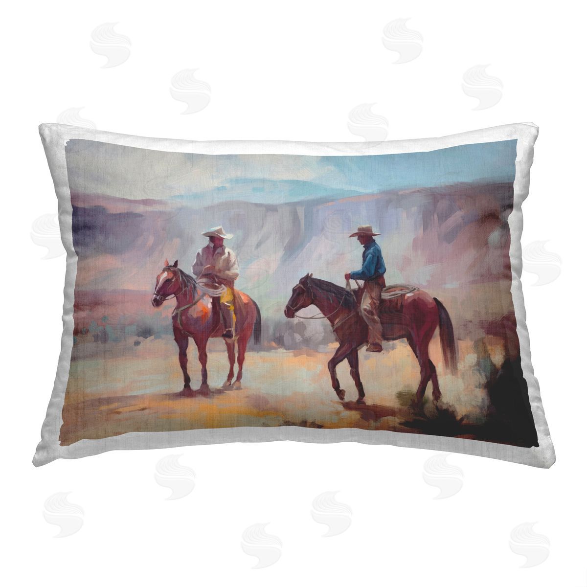 Ziwei Li Desert Cowboys Scene Printed Plush Polyester Throw Pillow
