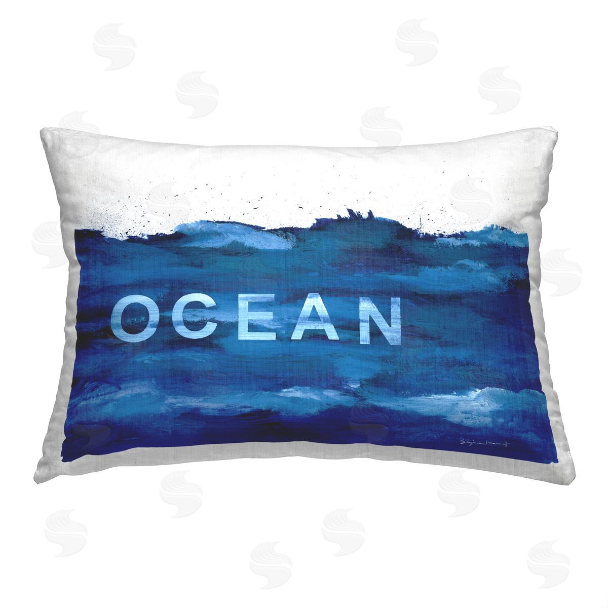 Stephanie Workman Marrott Abstract Ocean Phrase Printed Plush Polyester Throw Pillow
