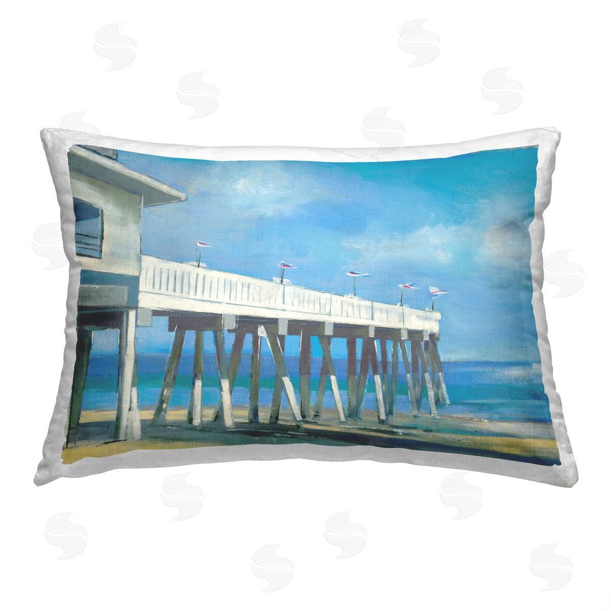 Jill Martin Beach Boardwalk Dock Printed Plush Polyester Throw Pillow