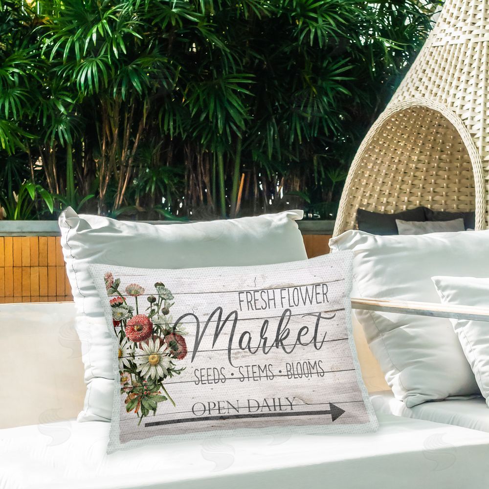 Anne Bailey Flower Market Blooms Outdoor Quick-Dry Polyester Printed Throw Pillow in Back Yard