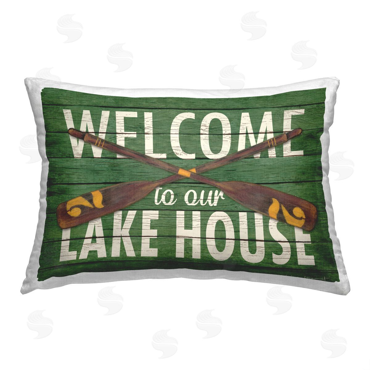 Stephanie Workman Marrott Green Welcome Lake House Printed Plush Polyester Throw Pillow