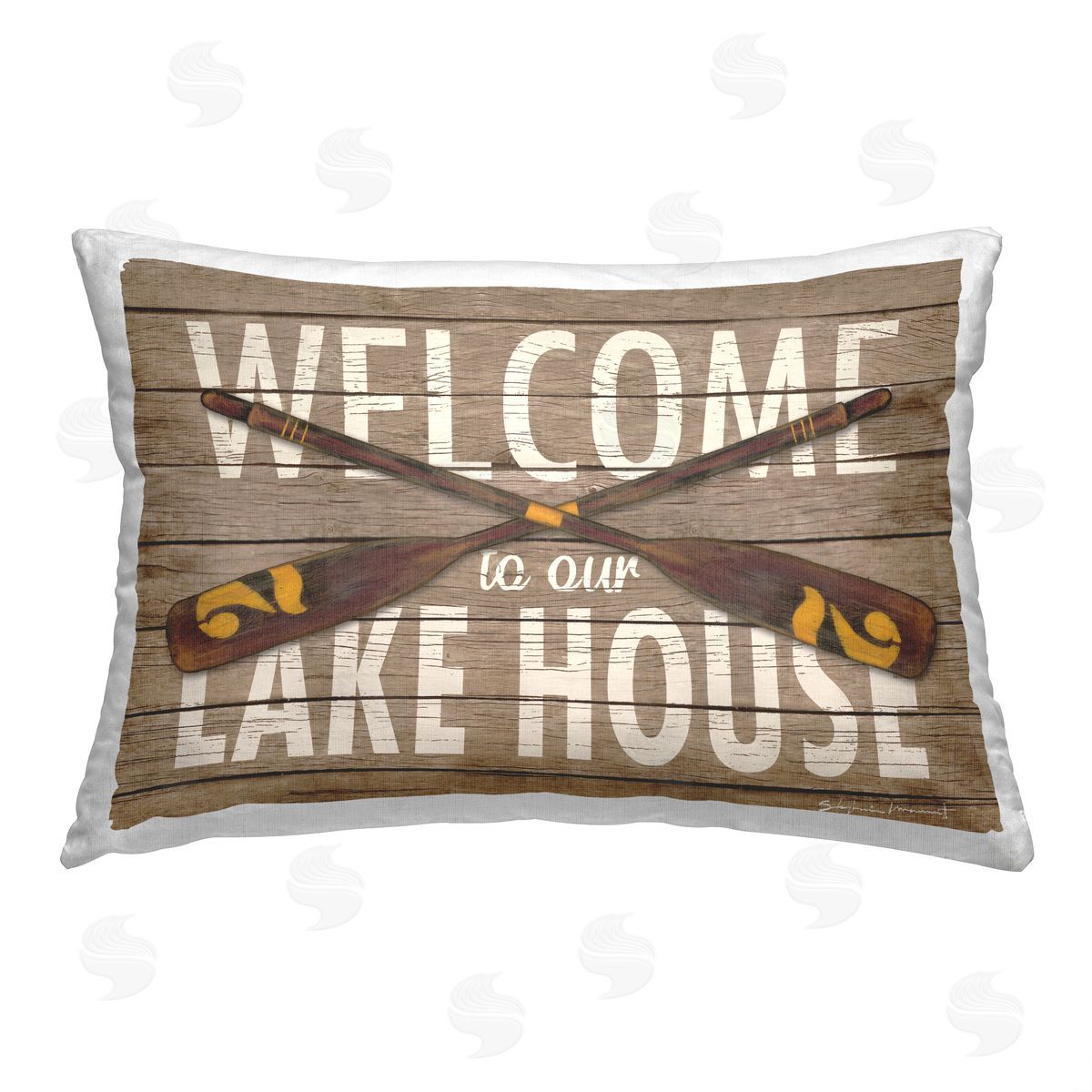 Stephanie Workman Marrott Welcome Lake House Printed Plush Polyester Throw Pillow