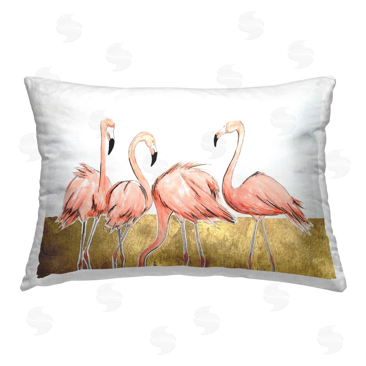 Michael Willett Flamingos with Glam Detail Printed Plush Polyester Throw Pillow