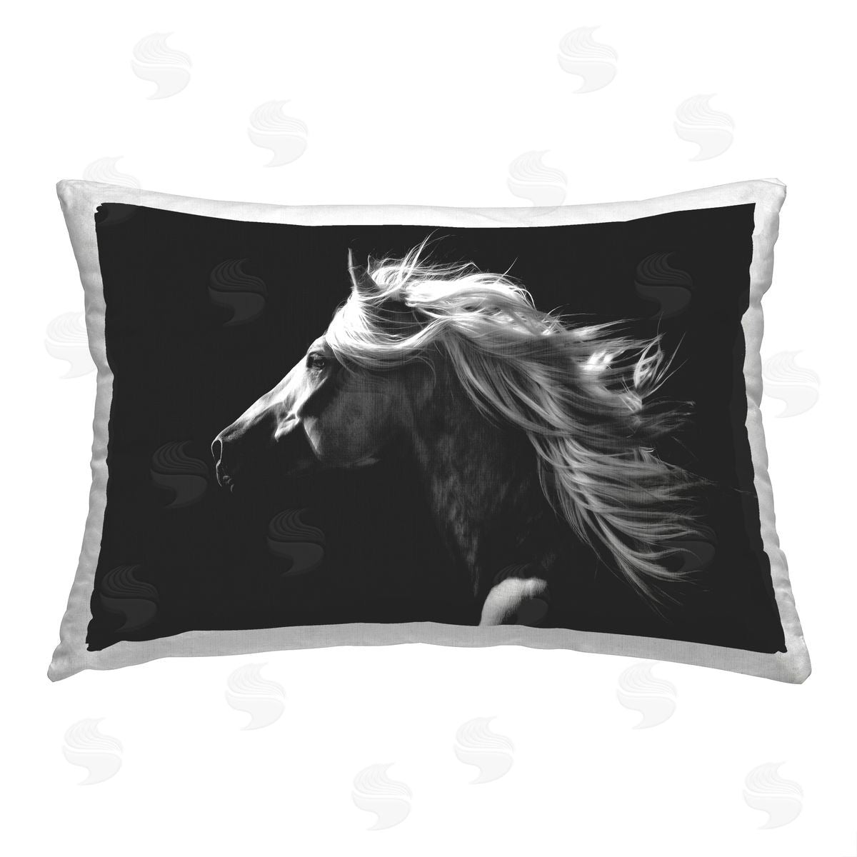 PH Burchett Dark Silhouette Horse Printed Plush Polyester Throw Pillow