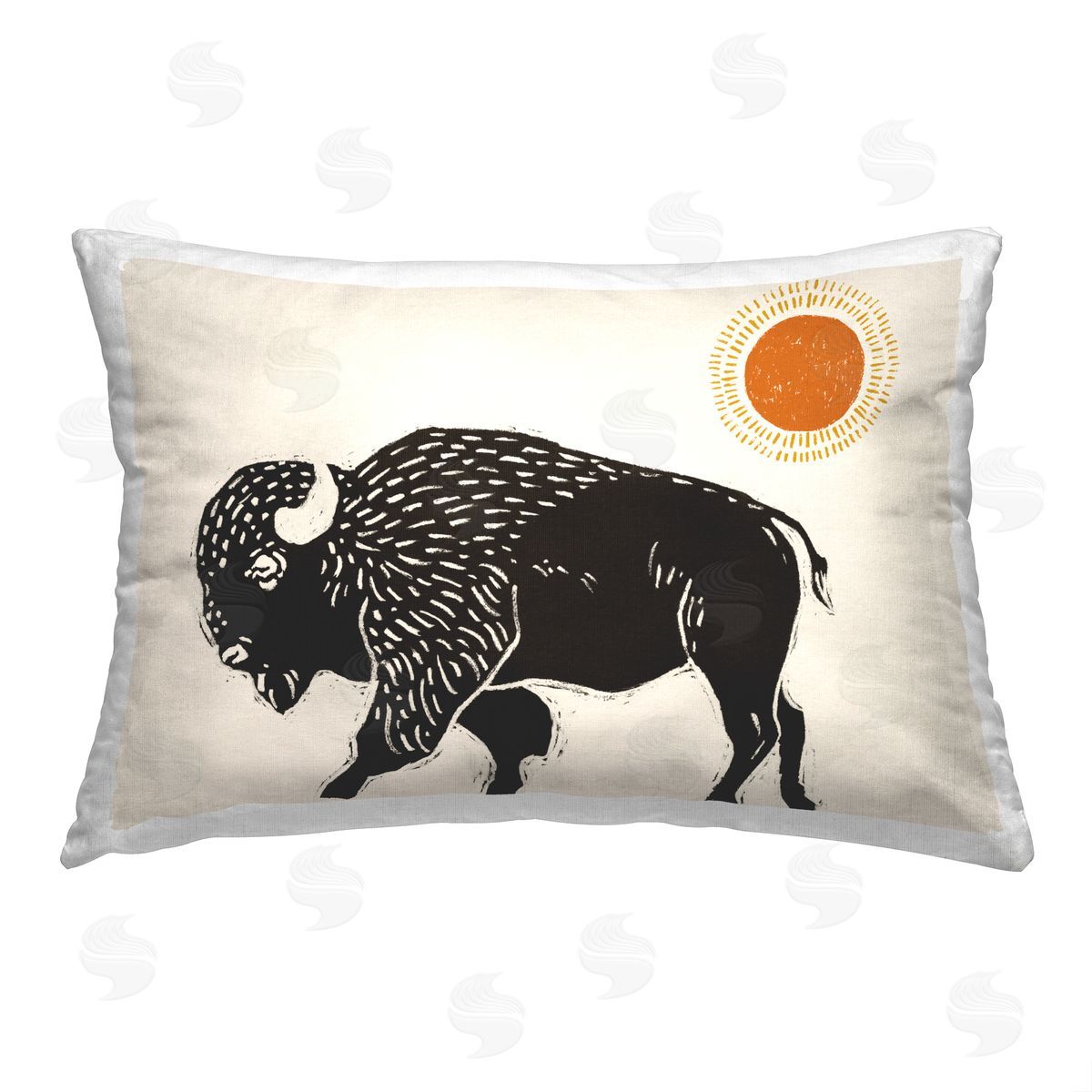 Victoria Barnes Boho Bison & Sun Printed Plush Polyester Throw Pillow