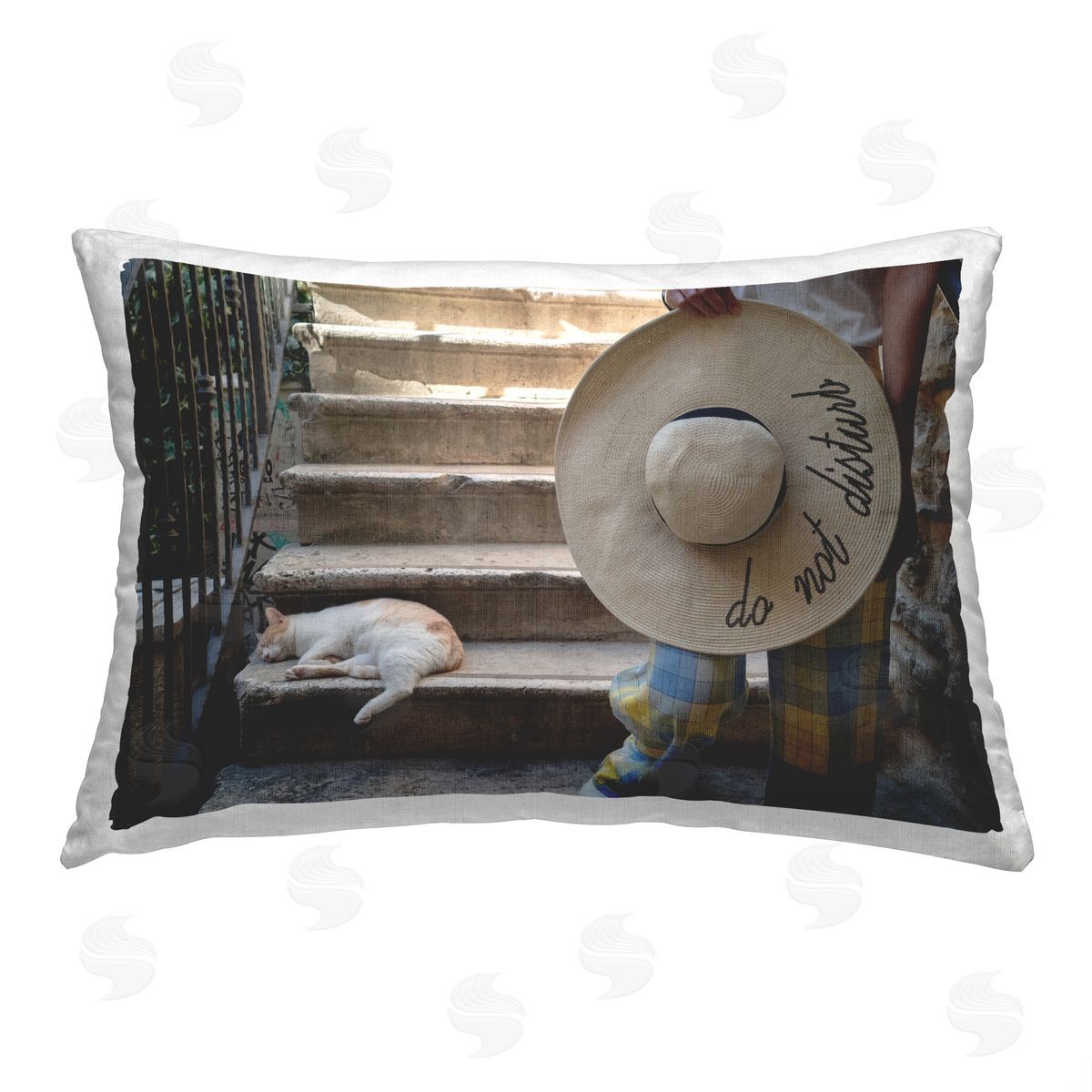 Tilman Wagner Sleeping Cat Do Not Disturb Printed Plush Polyester Throw Pillow