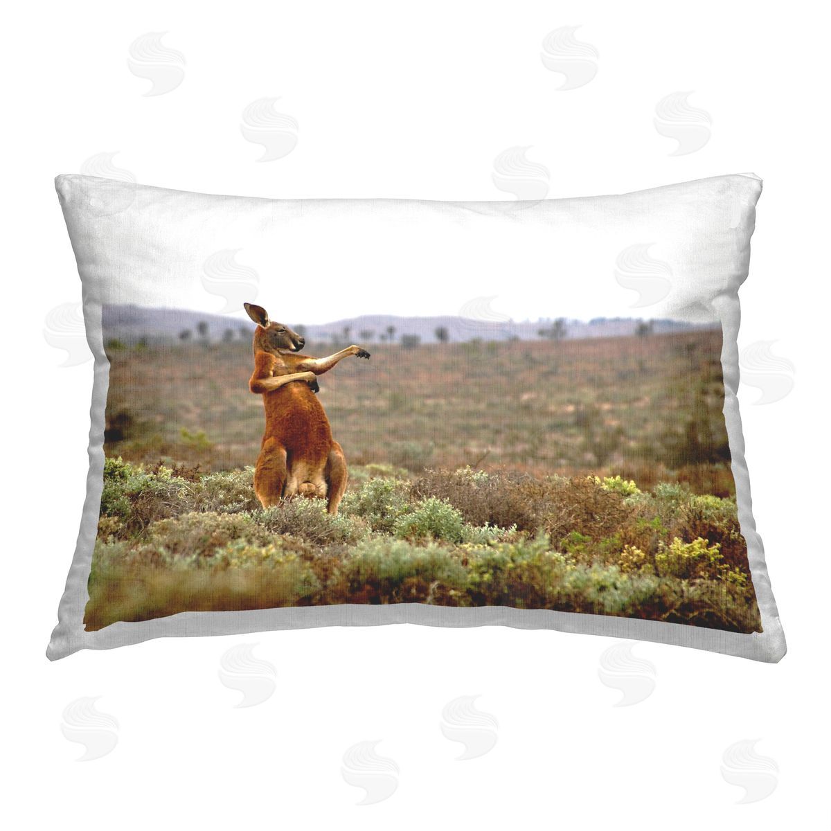 Andrey Glijov Funny Kangaroo in Nature Printed Plush Polyester Throw Pillow