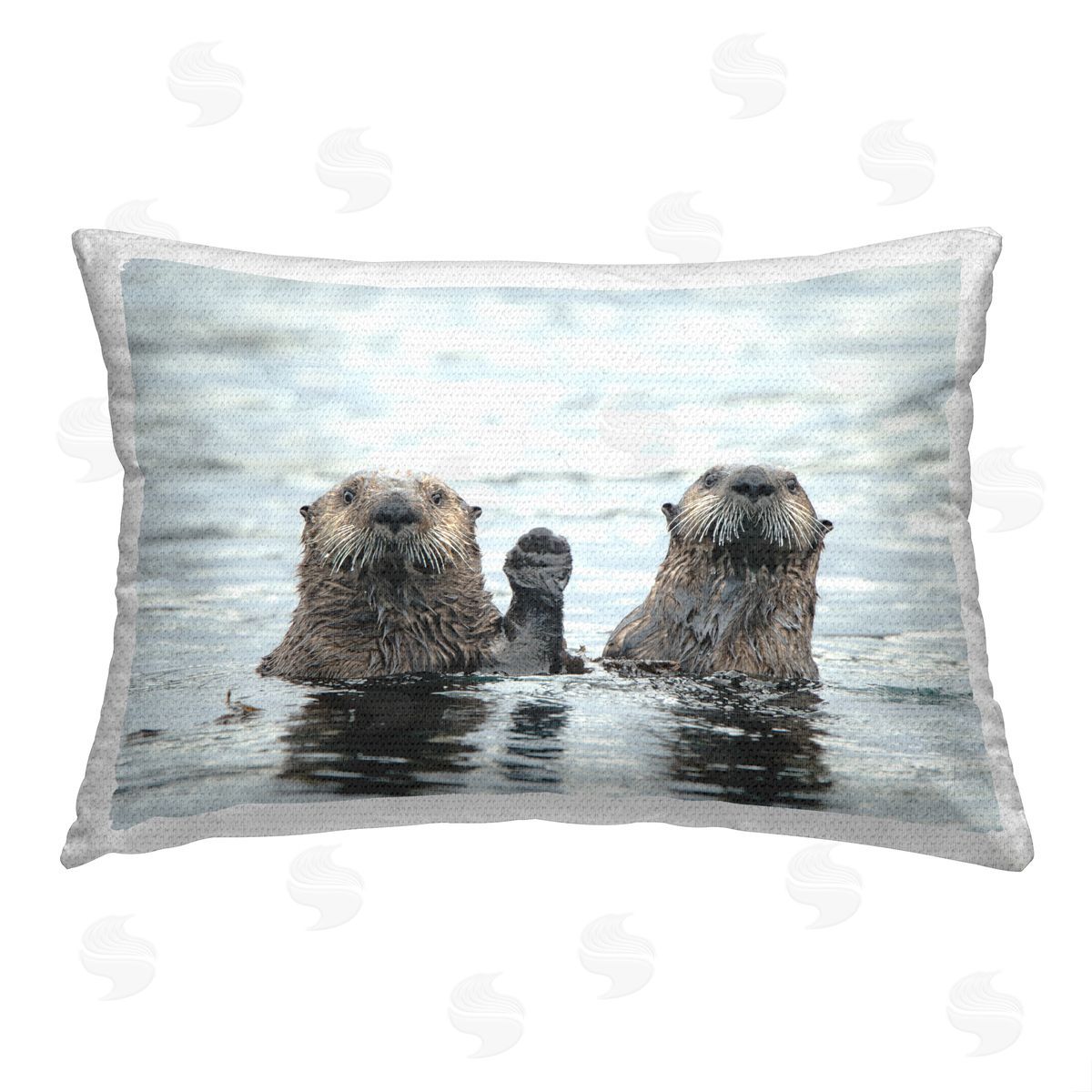 Donna Bourdon Funny Peeking Otters Outdoor Quick-Dry Polyester Printed Throw Pillow