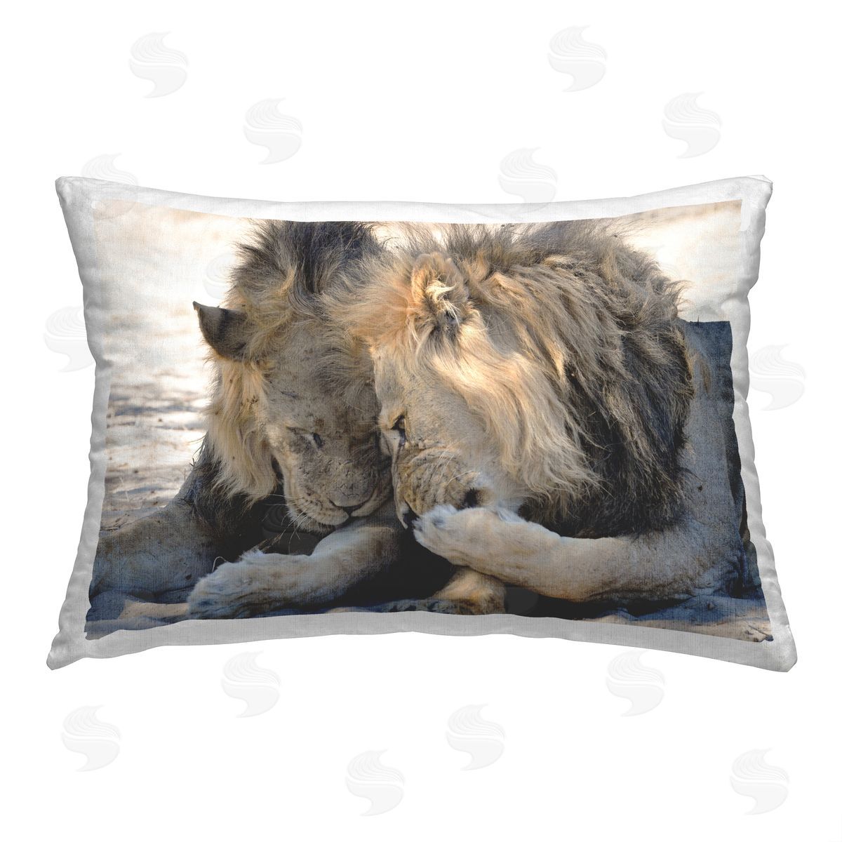 Bernhard Esterer Funny Gossiping Lions Printed Plush Polyester Throw Pillow