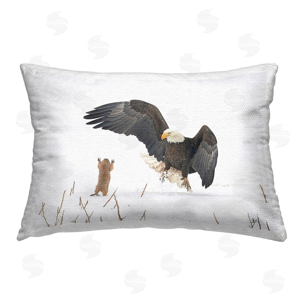 Arthur Trevino Funny Eagle & Meerkat Outdoor Quick-Dry Polyester Printed Throw Pillow