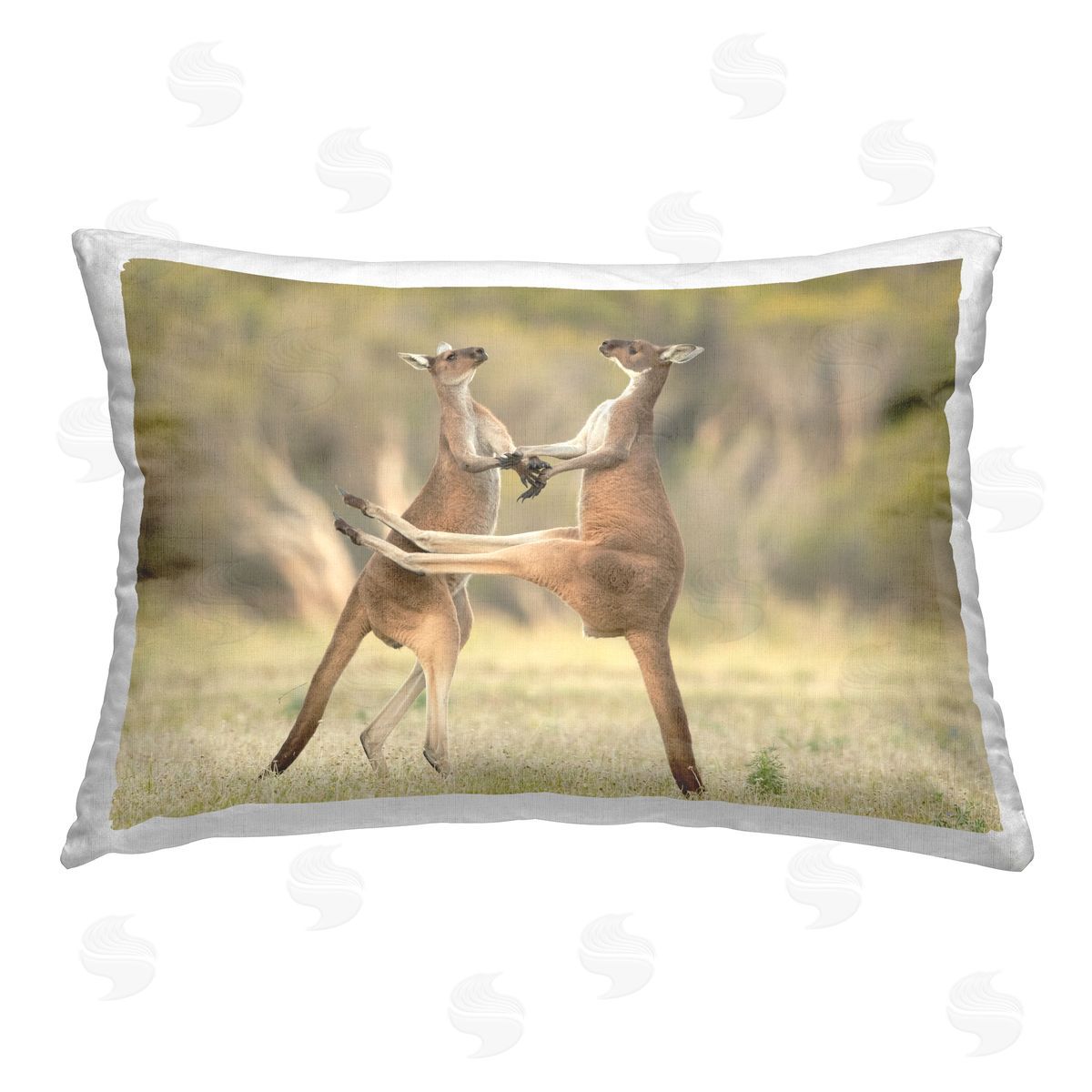 Lea Scaddan Two Jumping Kangaroos Printed Plush Polyester Throw Pillow