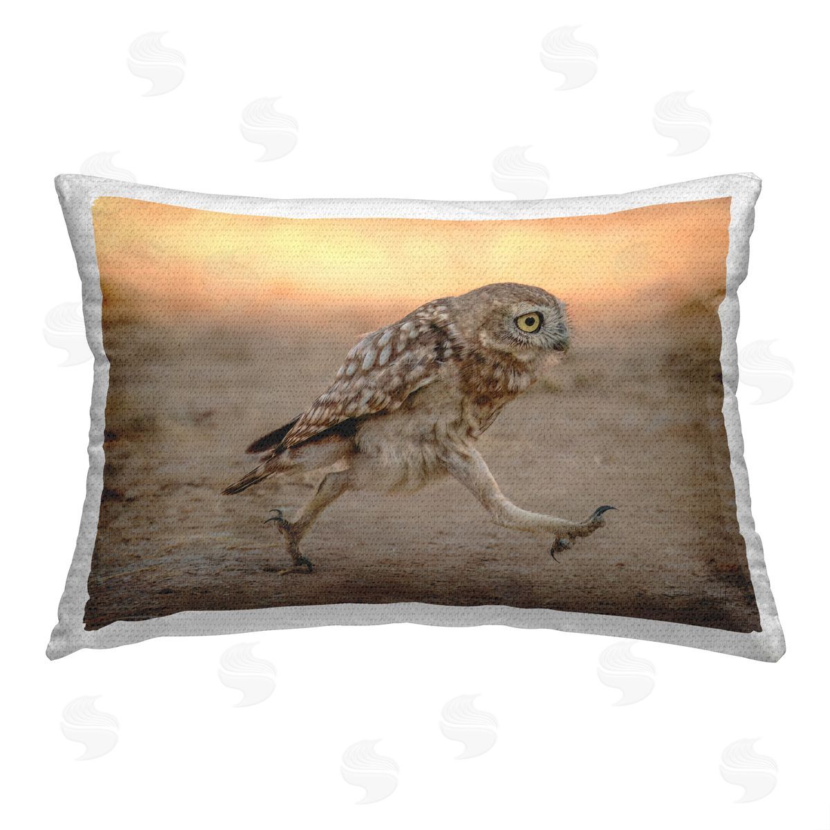 Shuli Greenstein Running Owl at Sunset Outdoor Quick-Dry Polyester Printed Throw Pillow
